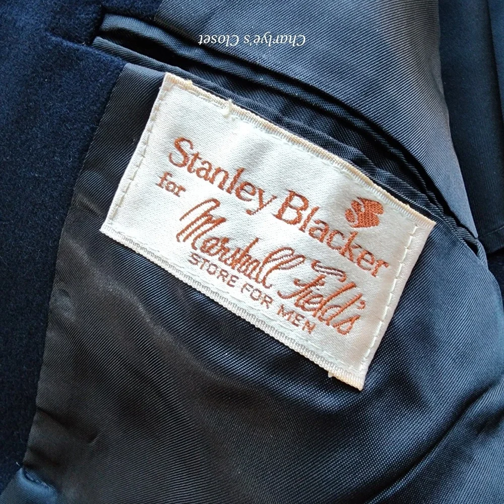 Vtg Marshall Fields & Co Chicago Stanley Blacker Heritage Navy‎ Wool Blazer 38R